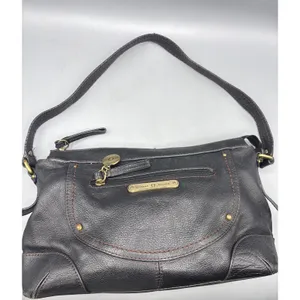 Etienne Aigner Black Leather Purse Shoulder‎ Bag Adjustable Strap & Front Po thumbnail 8