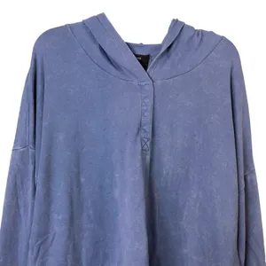 Free Press Distressed Blue Hooded Sweatshirt Size Medium thumbnail 2