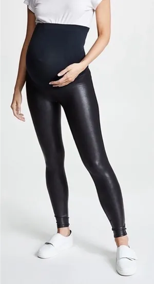 SPANX Mama Maternity Faux Leather High Waisted Leggings Black Size XS #20201R thumbnail 1