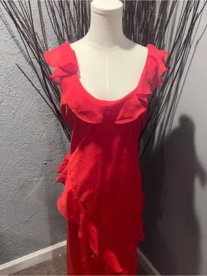 🌺A New Day Red Ruffle Maxi Dress Size Large 🌺 thumbnail 2