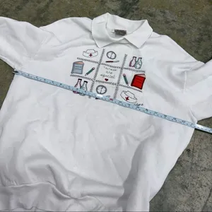 Vintage y2k grandma granny Nurse collared sweatshirt thumbnail 5