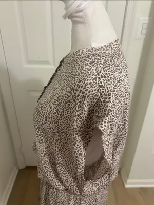 Rails Angelina Sand Cheetah Linen Blend Mini Dress New Size Medium Smocked thumbnail 6