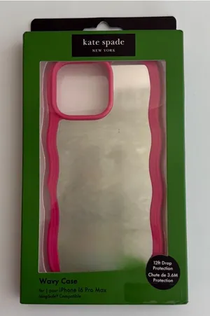 kate spade nwt iPhone Case Mirror with Pink Wavy Trim 16 pro max thumbnail 1