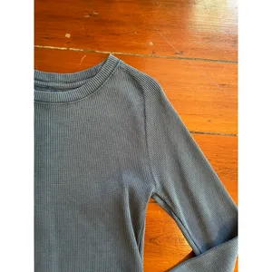 Free People We The Free Thermal Waffle Knit Long Sleeve Top NWT Small Dark Blue thumbnail 6