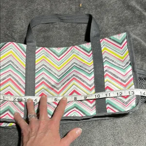 Thirty-One Pink and Yellow Chevron Tote Bag thumbnail 7