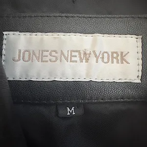 Jones New‎ York Black Leather Zip Front Collared Jacket Women's Medium thumbnail 6