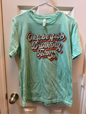 Bella Canvas Mint Graphic Tee with Retro Multicolor Print size M thumbnail 1