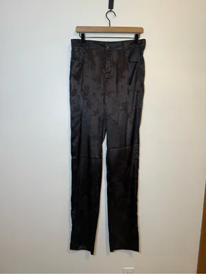 Lioness St‎ Germain Pants Satin Black Floral High Rise Straight leg thumbnail 2