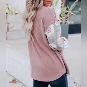 NEW Mauve Pink Aztec Print Corduroy Look Shirt Jacket Shacket thumbnail 10