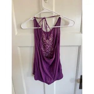Y2K Rampage purple embroidered halter top size medium thumbnail 4