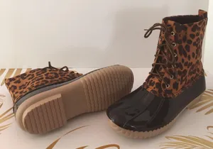 Leopard Print Duck Boots, Size 11 Brown thumbnail 5