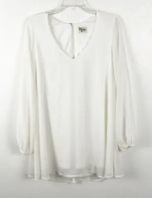 SHOW ME YOUR MUMU Donna Michelle White V-Neck Tunic Top Small Casual Neutral thumbnail 1