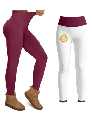 Thick Fleece Lined Leggings Tummy Control High Waisted Workout Thermal. Size L thumbnail 2