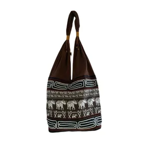 Elephant Print Boho Hobo Shoulder Bag Brown Tribal Ethnic Tote Purse Women thumbnail 5