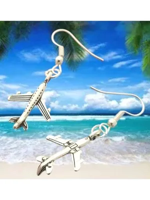 Airplane Earrings New Flight Attendant Gulfstream Aviation Travel Dangle Hooks thumbnail 10