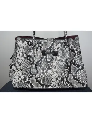 ALDO Black White Snakeskin Print Tote Bag Black Lining thumbnail 6