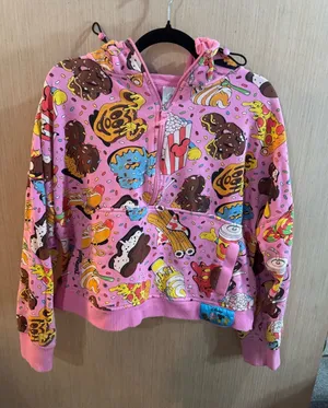 Women’s Disney Eats Snack Pink Quarter Zip Hoodie Size XL thumbnail 1