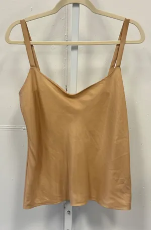 Diva by Dana Buchman Tan Satin Camisole Top Size M V-Neck Sleeveless Tank thumbnail 1
