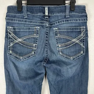 Ariat Real Mid Rise Straight Leg Dresden Jeans Womens 30Long Blue Med Wash Denim thumbnail 4
