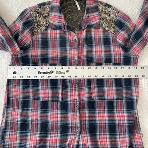 Free People Little Bit of Sugar plaid flannel sequin mesh panels TLS2 3585 thumbnail 4