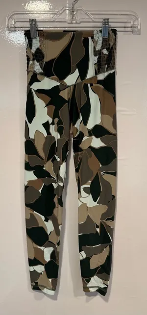 Aerie ruched side Camo Print‎ Leggings - Brown/Green thumbnail 1