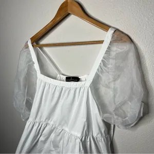 Pomander Place Tuckernuck White Tinsley Puff Sleeve Babydoll Blouse Top thumbnail 4
