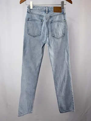 Denim Forum The Romy Mid Rise Classic Straight Leg Jeans Light Blue 23 x 30 Long thumbnail 4
