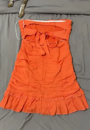 Hello Molly Orange Ruffle Dress thumbnail 3