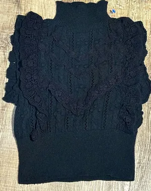 ZARA KNITTED half top gorgeous black preowned size s thumbnail 1