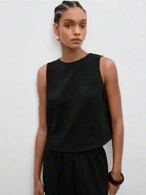 🦓🦓🦓BOGOHO🦓🦓🦓Black Sleeveless Wide-Leg Jumpsuit with Side Beaded Accents-12 thumbnail 2
