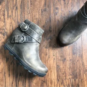 SOREL • Joan of Arctic Wedge II bootie buckle Quarry leather grey ankle short thumbnail 4
