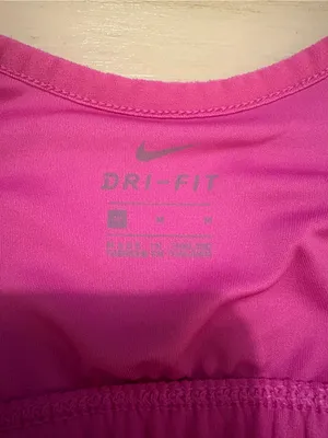 Nike Girls' Pink Striped Athletic Tank with Navy Swoosh thumbnail 2