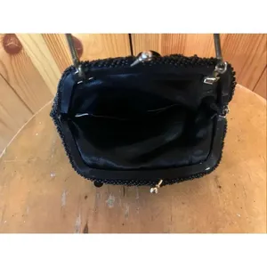 VTG HONG KONG BLACK PLASTIC BEADED PURSE HANDBAG ROARING 20’s (5565) thumbnail 8