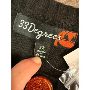 NWT 33 Degrees Pumpkin Cardigan Black Jack O Lantern Halloween Sweater 3X thumbnail 3