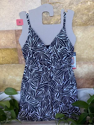 NEW Lands’ End UPF 50+ Adjustable Convertible Swim Abstract Floral Dress, Size M thumbnail 2