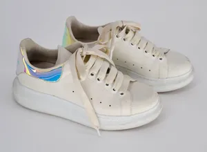 Alexander McQueen Oversized Sneakers White Leather Holographic Women's 37 6.5 thumbnail 1