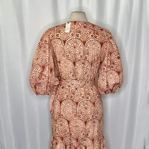 NWT!! Anthropologie HUTCH V-Neck Tiered Wrap Dress Geometric Blockprint Large thumbnail 10