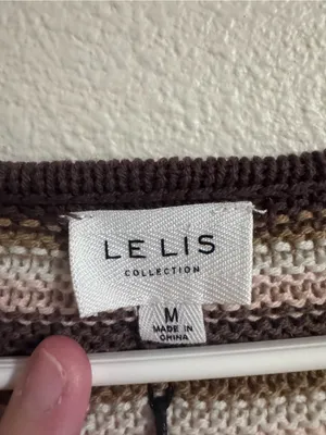 NWT Le Lis Striped Ribbed Knit Top in Brown, Cream & Mauve thumbnail 2