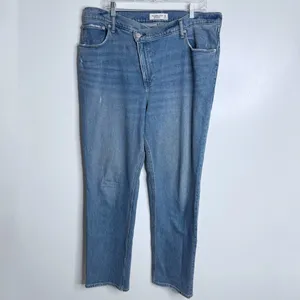 Abercrombie & Fitch The 90s Straight Ultra High Rise Criss Cross Jean Size 33/16 thumbnail 3