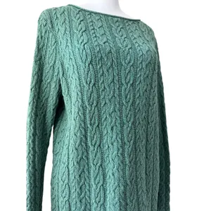 Lauren Ralph Lauren 100% Cotton Green Cable Knit Long Sleeve Pullover Sweater thumbnail 2