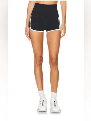 Free People Sporty Black High-Rise Athletic Shorts with White Trim thumbnail 5
