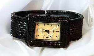 Narmi black quartz cuff watch thumbnail 1