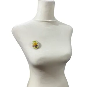 Vintage Estate Womens Glass Floral Brooch Pin Statement Piece Metal Back 1.7” thumbnail 2