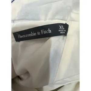 Abercrombie & Fitch Blue White Peacock Toile Maxi Dress XL Lace Up Back Slit thumbnail 3