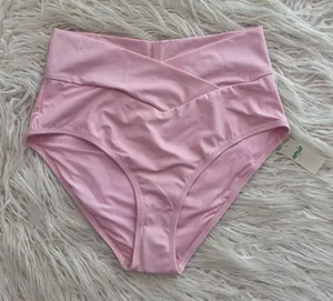 Aerie High Rise Full Coverage Crossover Bikini Bottom Bloom Medium thumbnail 1