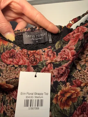 Dress Forum Tank Vintage Floral Print Striped Lurex Top with Lace Trim thumbnail 5