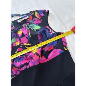 Trina Turk Black Multicolor Floral Print Cap Sleeve Silk Sheath Dress Size 8 thumbnail 6