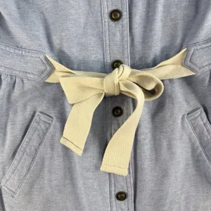 Anthropologie Allihop Sz L Apron Front Dress‎ Picnic Knee Length Blue Button Up thumbnail 5