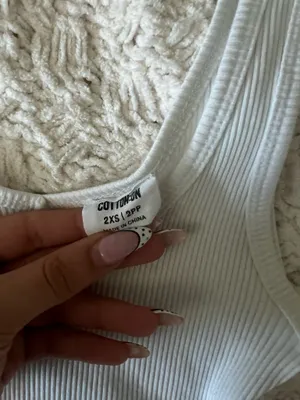Cotton On White Ribbed V Tank  thumbnail 2