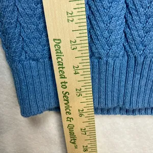 LL Bean Womens Blue Cotton Cable Knit Sweater Size Medium Fisherman‎ thumbnail 9